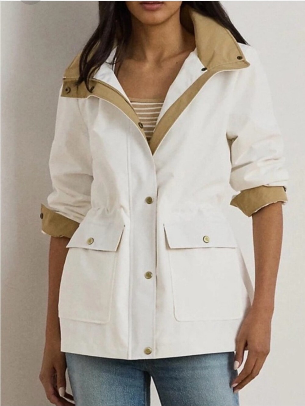 Lauren Ralph Lauren White Hooded Funnelneck Anorak Coat NWT Size S